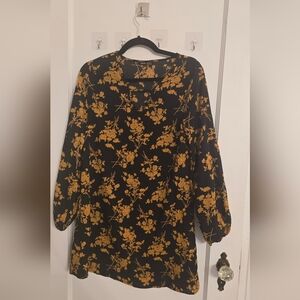 SHEIN Black Dress with Gold Floral Design